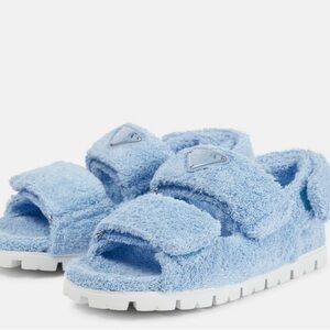 Prada terry cloth sandals in blue